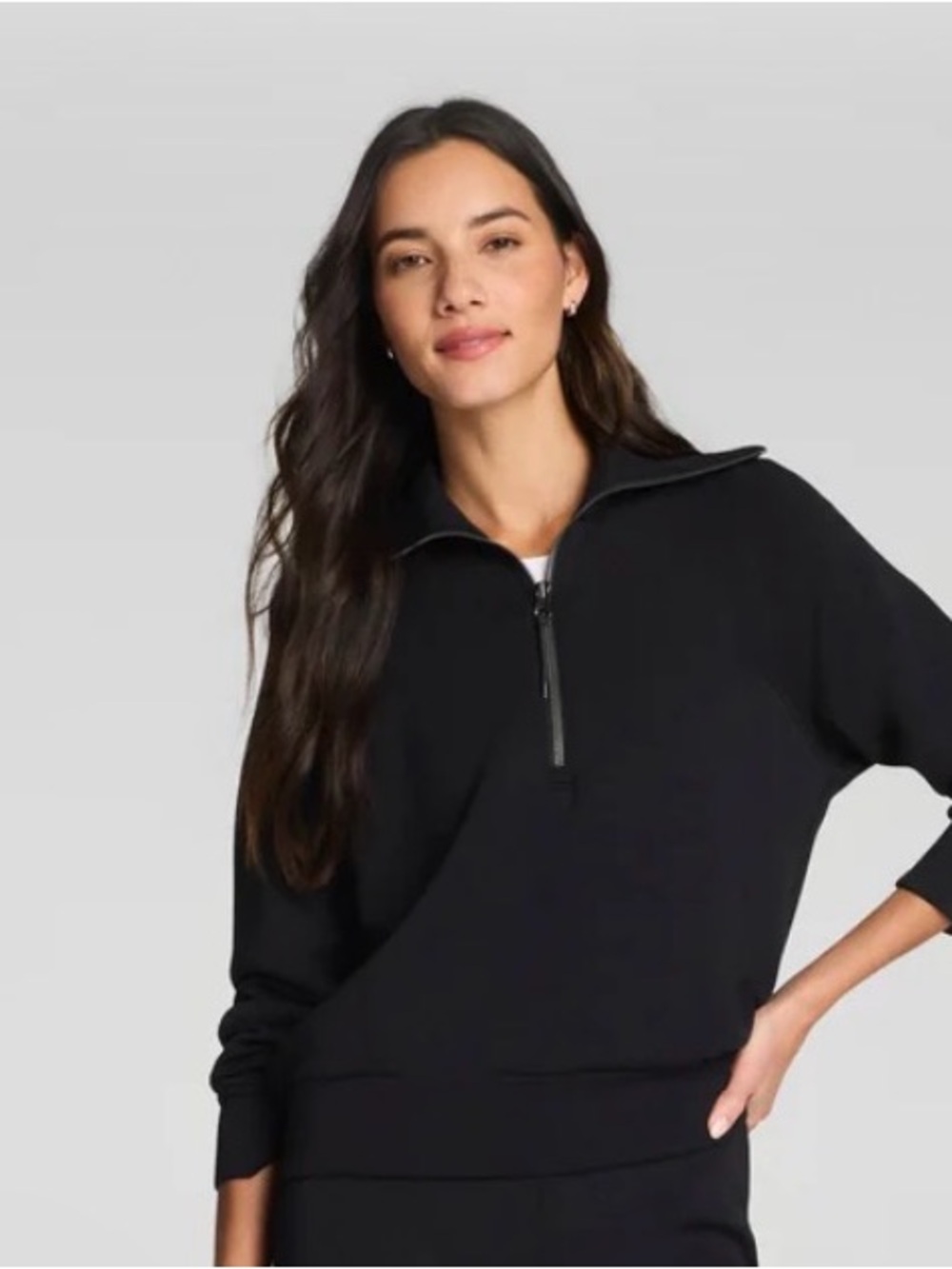 SPANX Black Quarter-Zip Sweatshirt